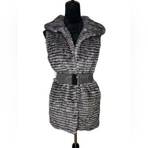 Royal Grade Mink Vest Collar Grey black  sz M ** no belt